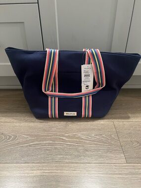 Wildfox Navy Tote Bag with Multicolor Straps